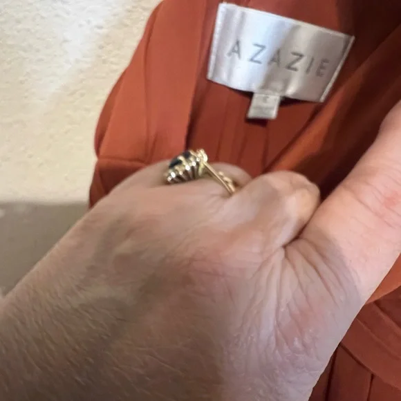 Azazie Wide Strap Shoulder Terracotta Dress. Rouged bodice with lining.  Size C - Picture 5 of 5